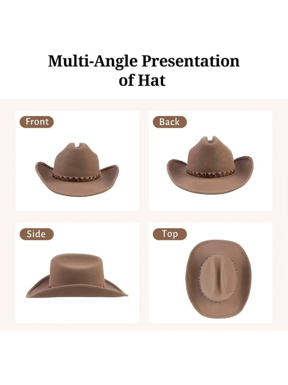 Water-Resistant 100% Wool Cowboy Hat | Western Felt Outback Rancher for Men